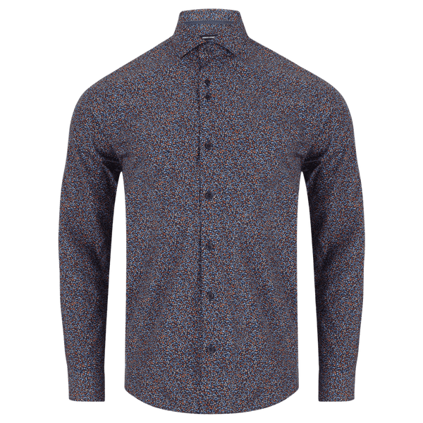 Remus Uomo Neat Leaf Print Long Sleeve Shirt
