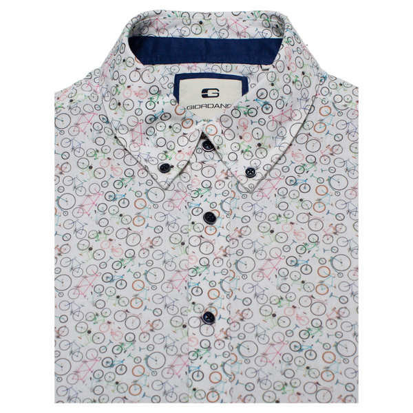 Giordano Short Sleeve Linen Look Bike Print Shirt