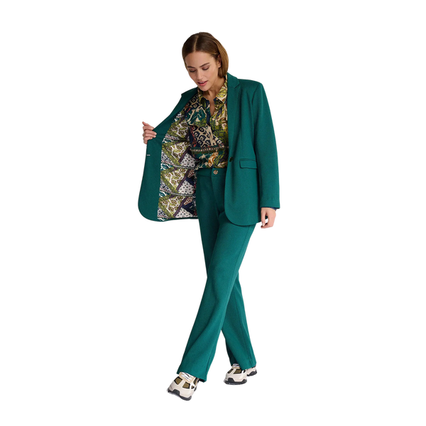 POM Amsterdam Sea Green Waffle Texture Blazer for Women