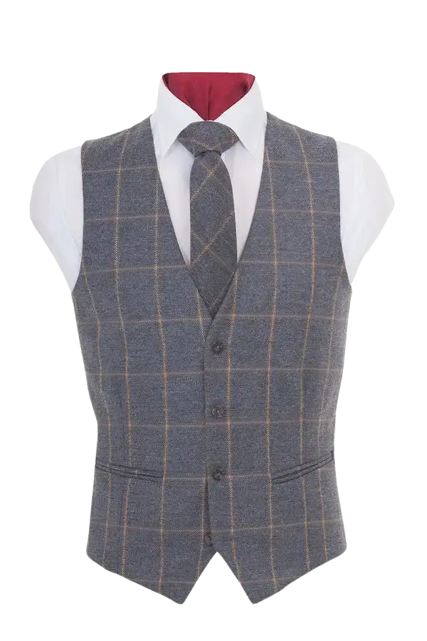 Tweed Waistcoat in Beige Check