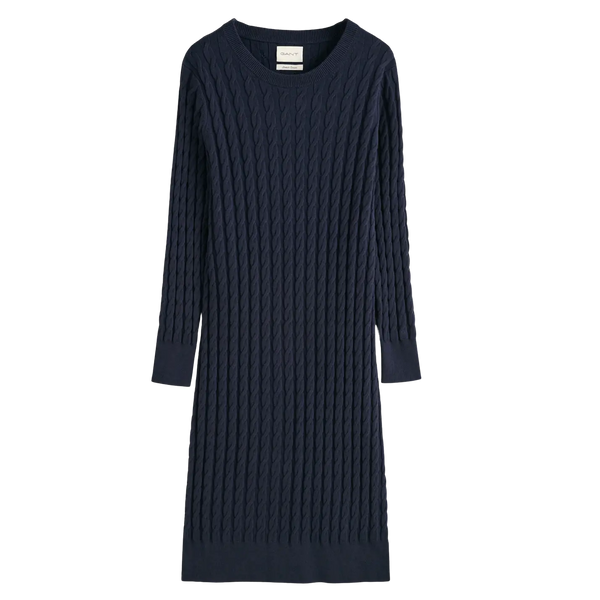 GANT Stretch Cotton Cable Crew Neck Dress