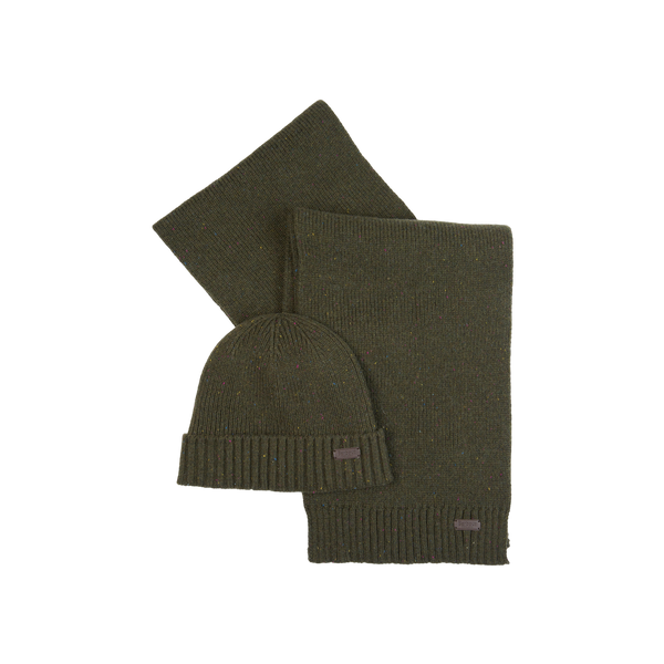 Barbour Carlton Fleck Beanie & Scarf Gift Set