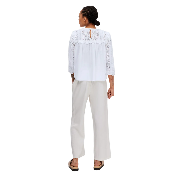 Selected Femme Violette Broderie Anglaise Blouse for Women