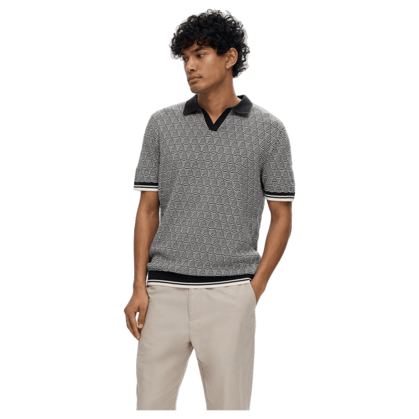 Selected Wifi Short Sleeve Knitted Open Polo Shirt for Men