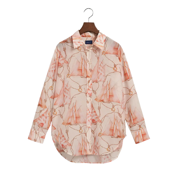 GANT Relaxed Fit Sailing Print Cotton Silk Shirt for Women