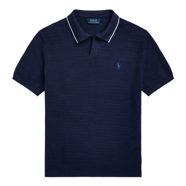 Polo Ralph Lauren Textured Cotton-Linen Short Sleeve Polo Sweater