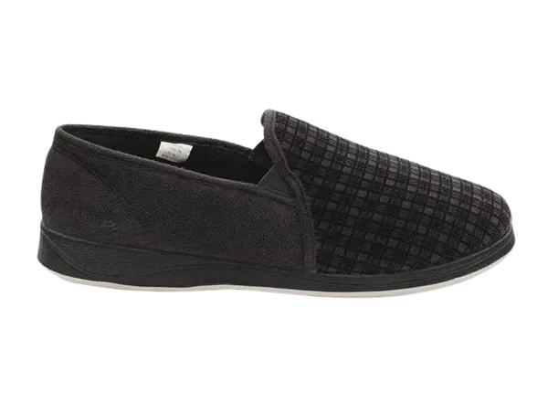 Padders Albert Slippers for Men in Black & Charcoal