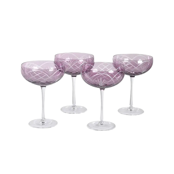 Set Of Two Blush Etched Champagne Glasses