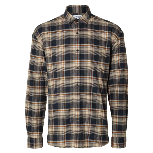 Selected Owen Checked Long Sleeve Flannel Shirt for Men
