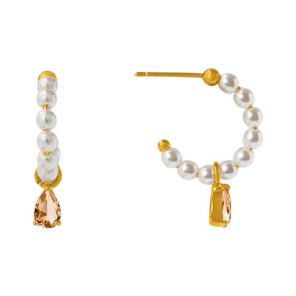 Orelia Jewellery Beaded Pearl Teardrop Hoop Earrings for Women