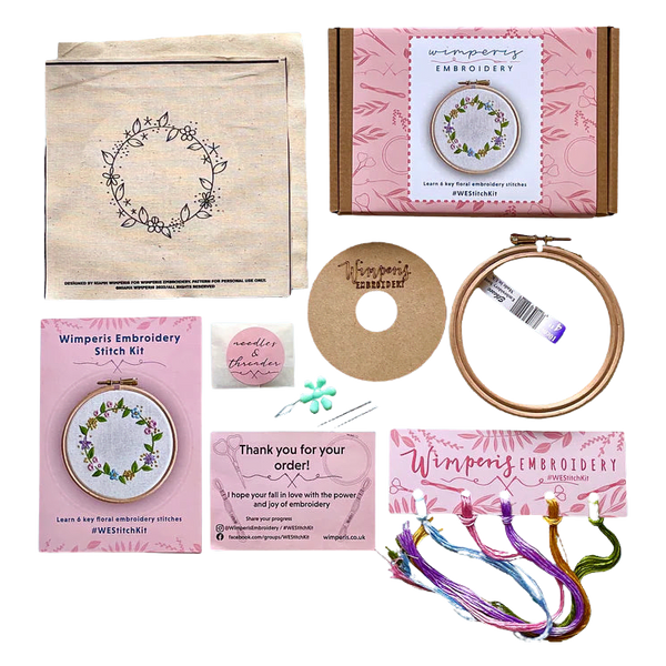 Wimperis Embroidery Floral Wreath Embroidery Mini Kit
