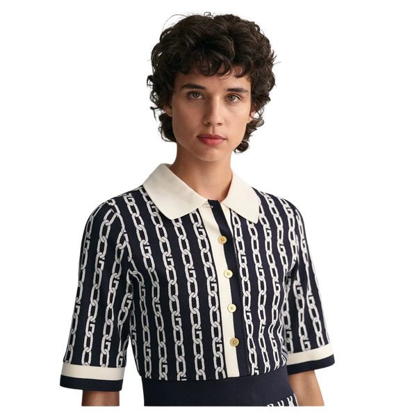GANT Chain Jacquard Mid-Sleeve Polo Dress