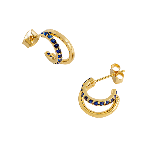 Estella Bartlett Double Hoop Plain & CZ Earrings