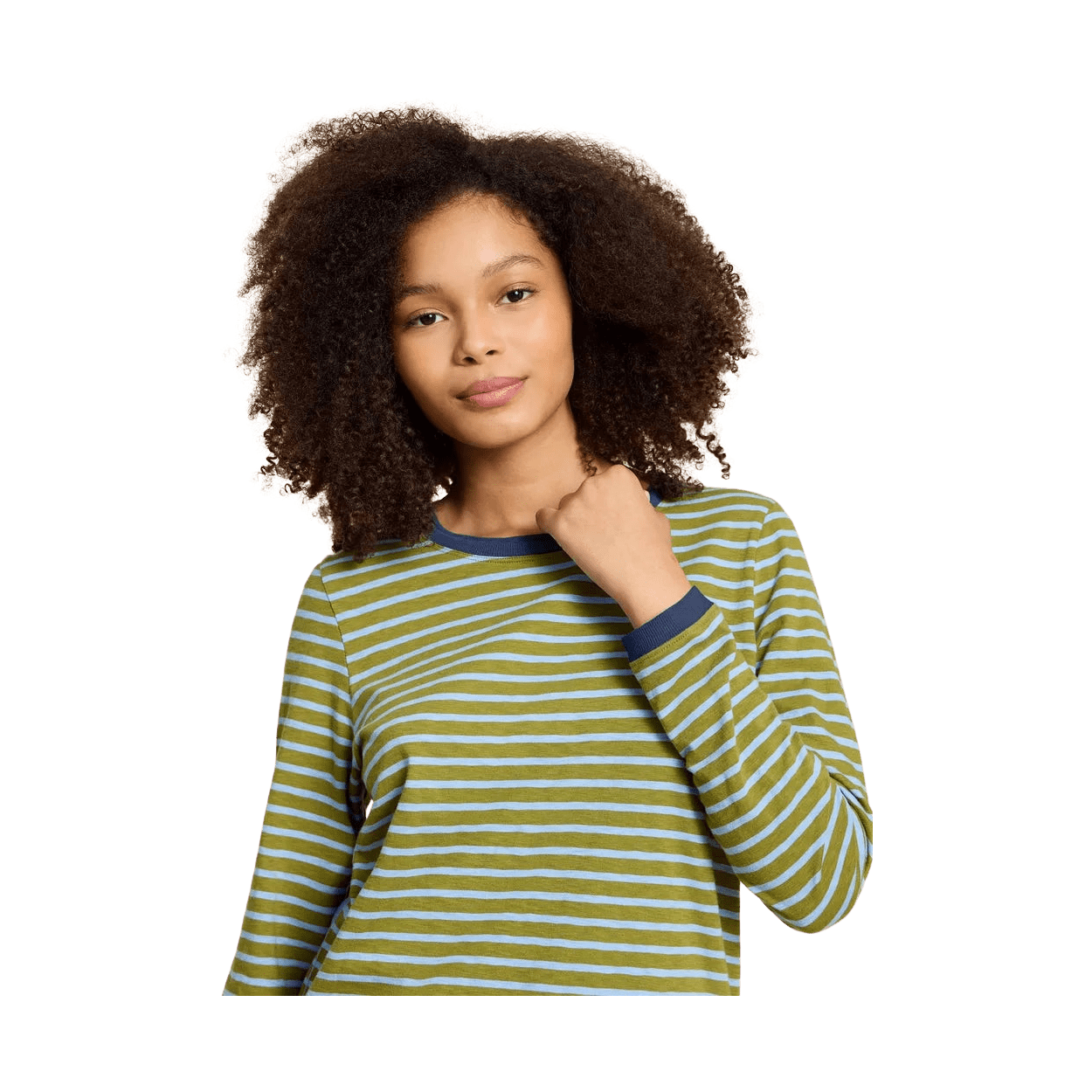 thumbnail image 2 of Women's Striped Long Sleeve Shirt - Color Block Baseball Tee Loose Fit 2 of 10