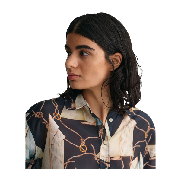 GANT Relaxed Fit Sailing Print Cotton Silk Shirt for Women