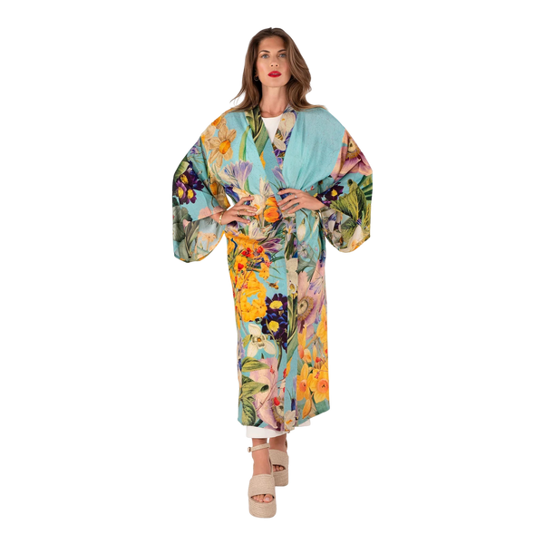 Powder Modal/cupro Long Kimono Gown