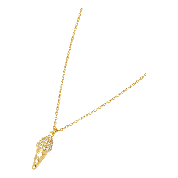 Estella Bartlett Pave Ice Cream On Gold Cone Necklace