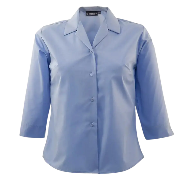 Girls’ School ¾ Sleeve Semi-fitted Blouse in Blue – Twin Pack