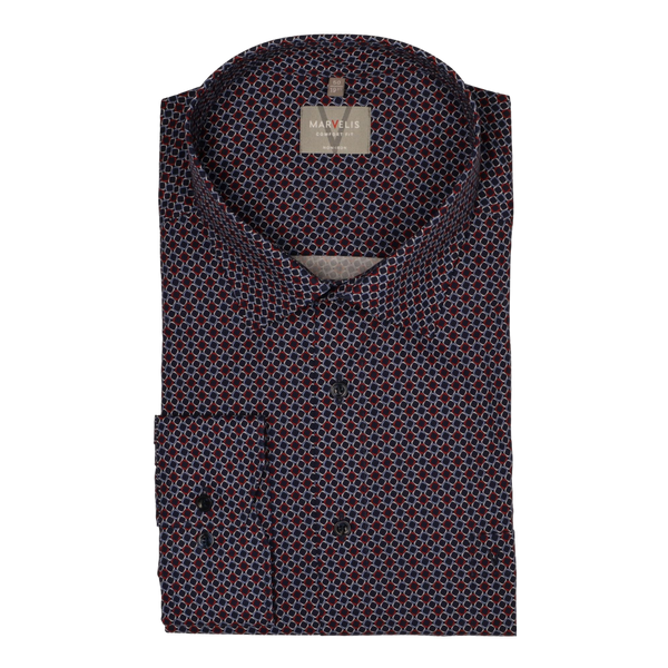Marvelis Squares Long Sleeve Formal Shirt