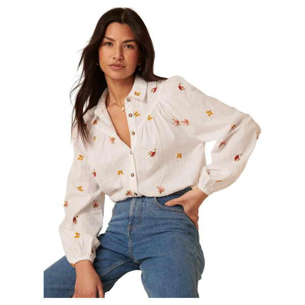 Nobody's Child Aster Embroidered Balloon Sleeve Blouse