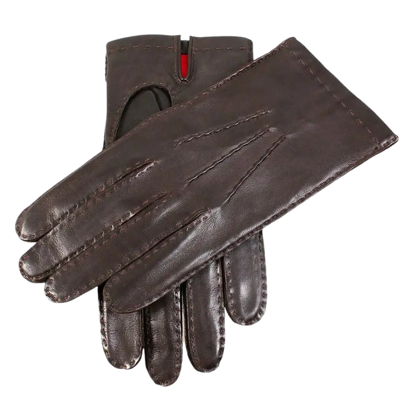 Dents Silk Lined Leather Gloves for Men in Brown