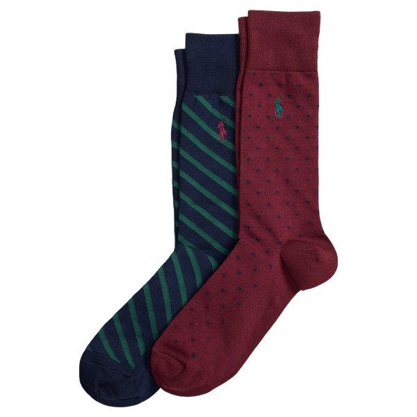Polo Ralph Lauren Dots & Stripe Crew Socks Two Pack