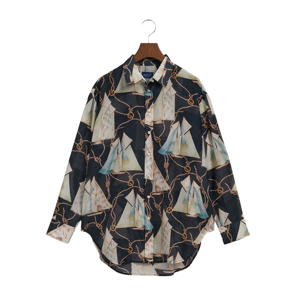 GANT Relaxed Fit Sailing Print Cotton Silk Shirt