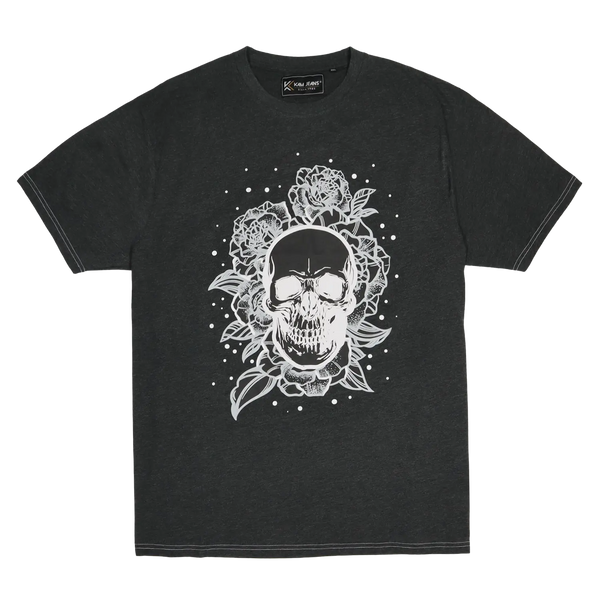 KAM Jeanswear Skull Rose Crew Neck T-Shirt