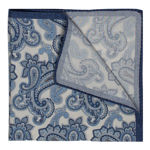William David Large Printed Paisley Printed Pocket Square