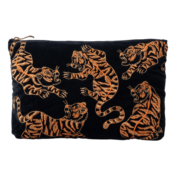 Elizabeth Scarlett Wild Tiger Velvet Everyday Pouch