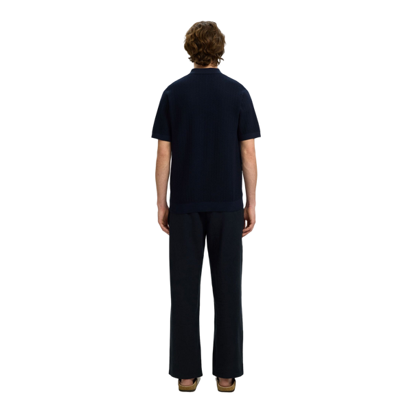 Selected Cran Short Sleeve Knit Structure Zip Polo