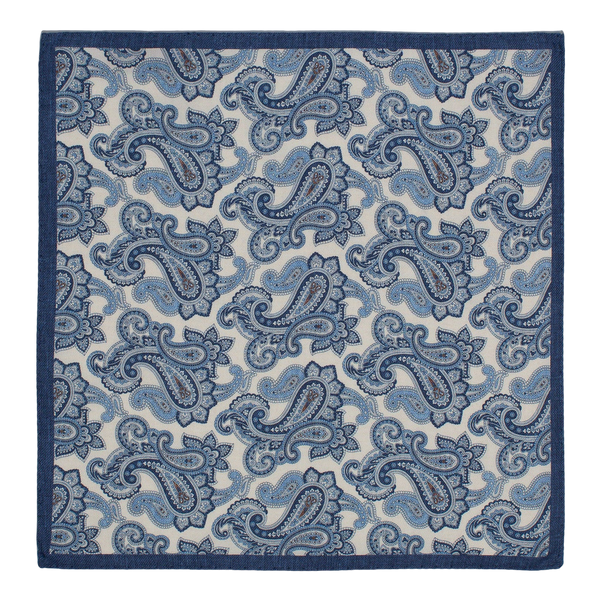 William David Large Printed Paisley Printed Pocket Square