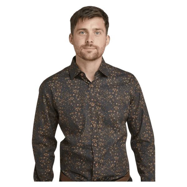 Double Two Floral Long Sleeve Formal Shirt for Men
