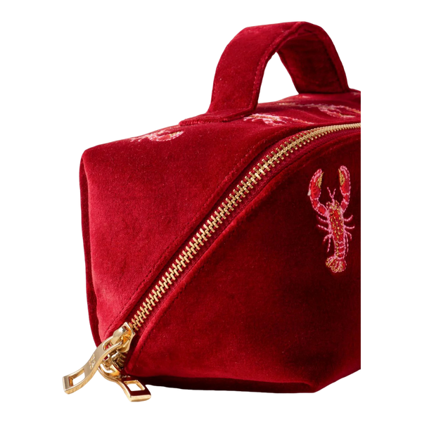 Elizabeth Scarlett Lobster Velvet Open Flat Makeup Bag