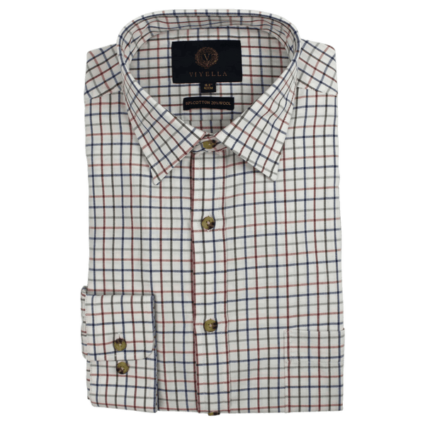 Viyella Cotton and Wool Blend Tattersall Long Sleeve Shirt for Men
