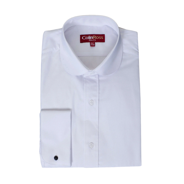 Plain Slim Fit Penny Collar Shirt for Men in White | Coes