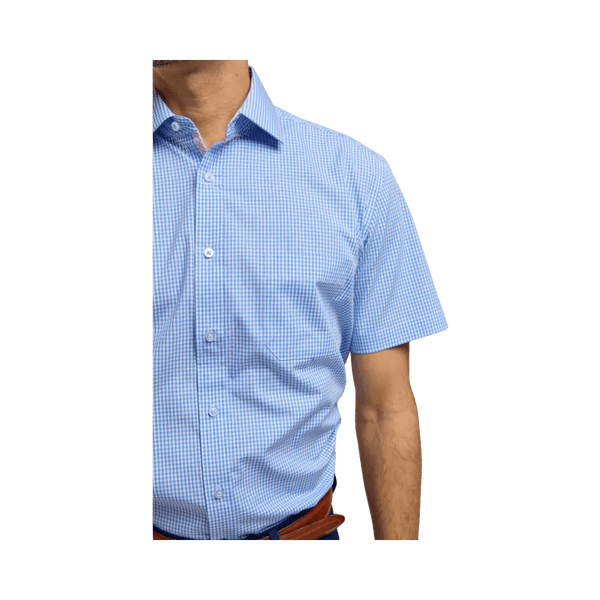 Double Two Small Check Short Sleeve Formal Shirt
