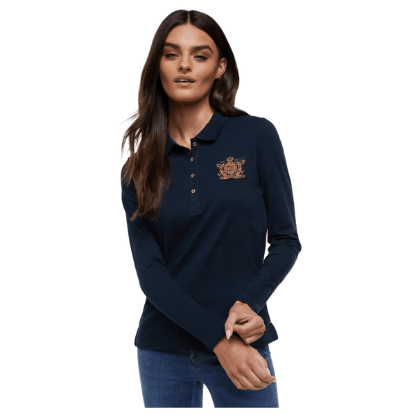 Holland Cooper Long Sleeve Crest Polo Shirt