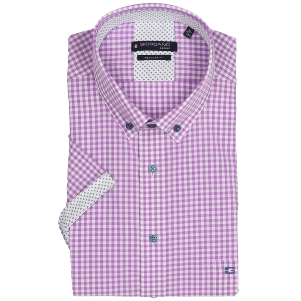 Giordano Short Sleeve Button Down Check Shirt for Men