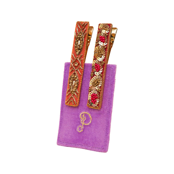 Powder Narrow Jewelled Hair Bar Slide
