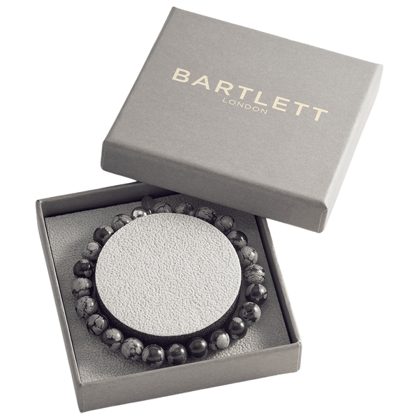 Bartlett 8mm Snowflake Obsidian Beaded Bracelet for Men