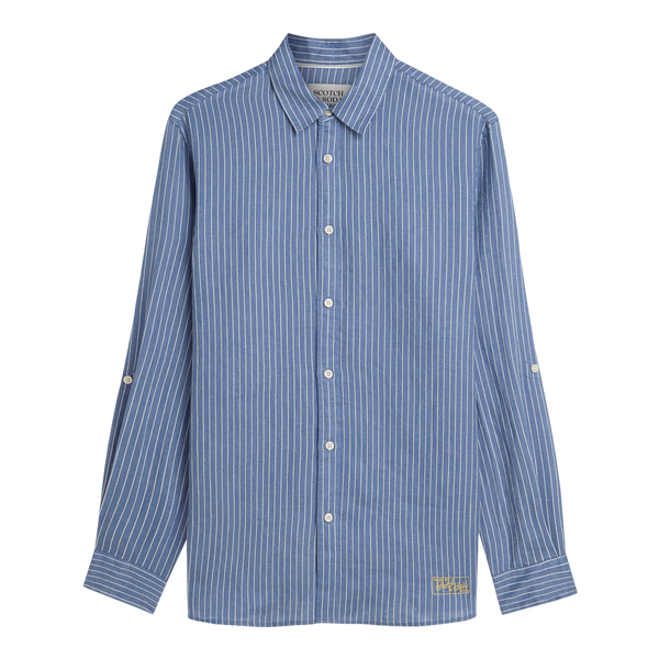 Scotch & Soda Striped Linen Regular Fit Shirt
