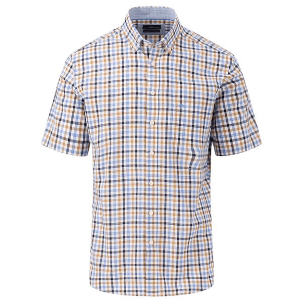 Fynch-Hatton Summer Slub Short Sleeve Check Shirt for Men