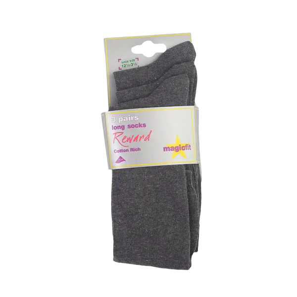 3PP Cotton Rich Long Socks - Grey