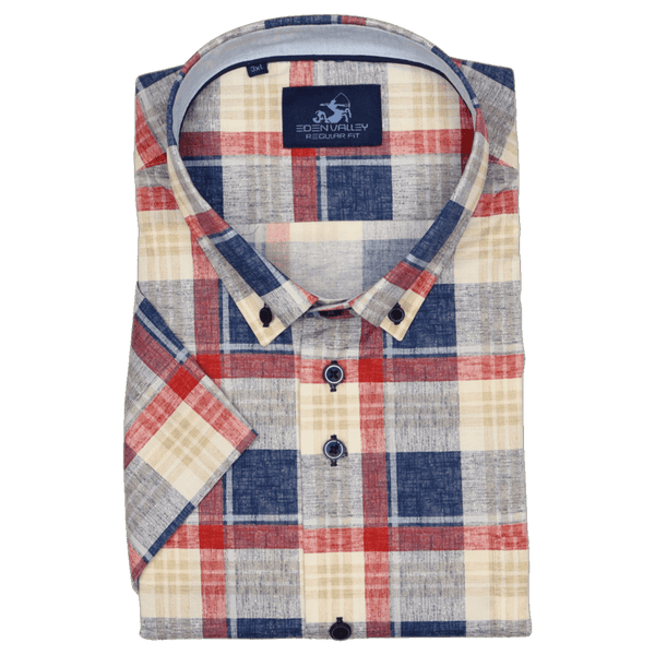 Eden Valley Short Sleeve Bold Linen Checked Shirt for Men