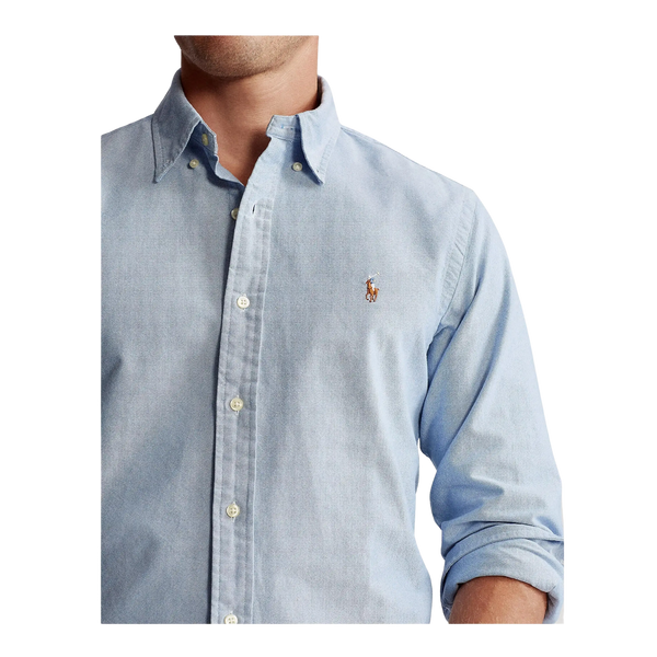 Polo Ralph Lauren Custom Fit Oxford Long Sleeve Shirt for Men in Blue