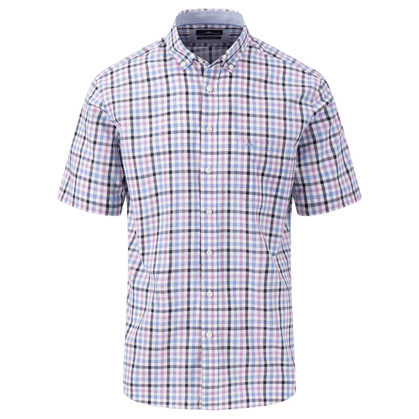 Fynch-Hatton Summer Slub Short Sleeve Check Shirt