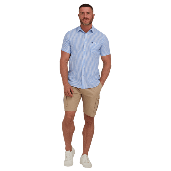 Raging Bull Fine Stripe Short Sleeve Shirt for Men