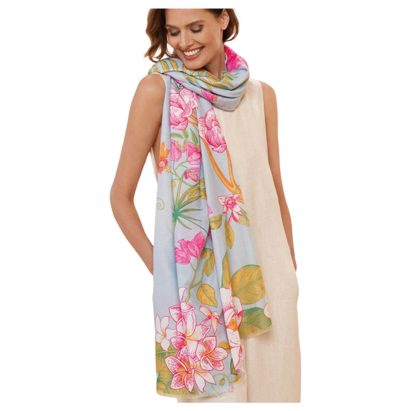 Powder Floral Jungle Print Scarf for Women