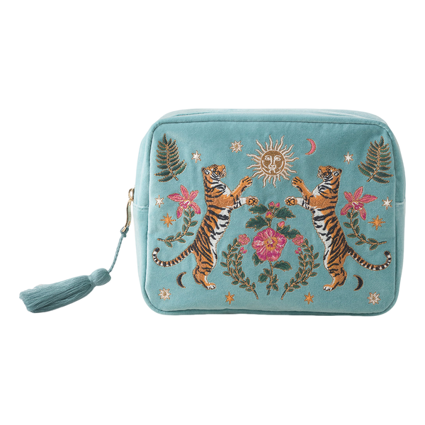 Elizabeth Scarlett Celestial Tigers Velvet Wash Bag
